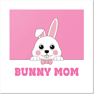 Cute Bunny Mom Pink Personalized Posters and Art